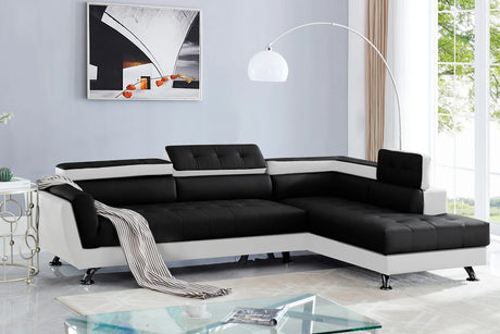 Izzi Black and White Tufted sectional sofa main view