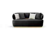 Eden living room set full view in black velvet