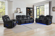 Prime Time black reclining sofa with wireless charger and multi-color LED lighting