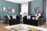 Side view of Athena Black Living Room Set furniture