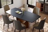 Close-up of Lexi table black carbon steel U-shaped base