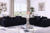 Side view of Eli Black Fabric Living Room Set sofa