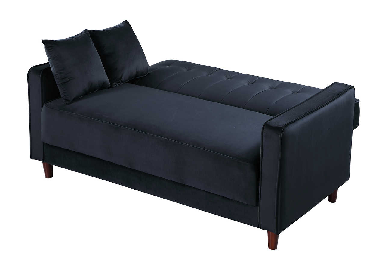 Convertible Cozy Black Sofa Bed in living room