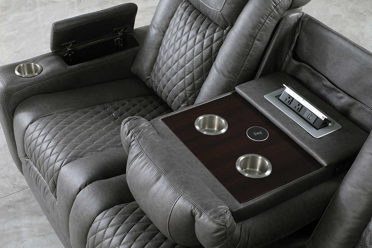 Closeup of polished microfiber material in ash grey