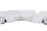 Picasso White sectional console with wireless charger and cupholders