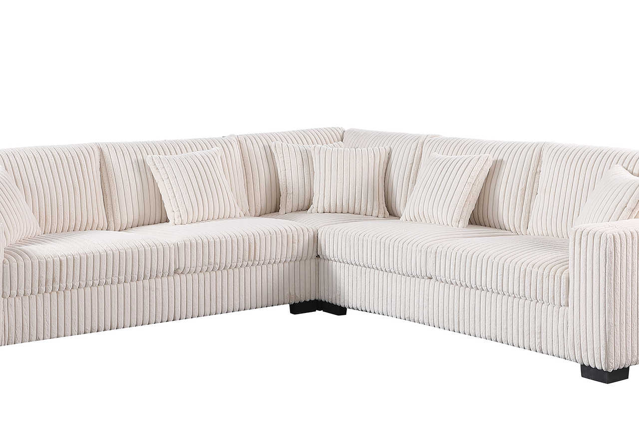 Comfy II Cream sectional sofa side angle