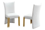 Room shot showing Glamor White Gold Velvet Dining Room Set arrangement