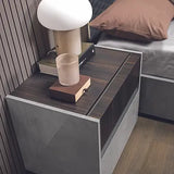 Cindy Italian Grey High Gloss and Dark Eucalyptol Bedroom Set with PU Headboard and LED Lighting view 3