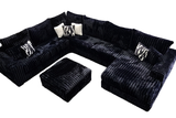 detail view of Texan Black Corduroy Sectional sectional sofa