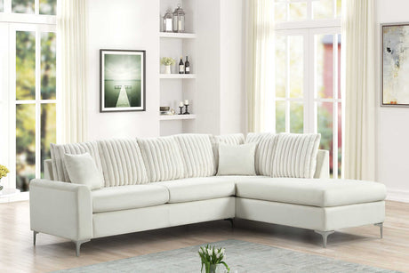 Elina Beige Velvet Sectional sofa front view