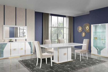 Vogue white and gold high gloss buffet front angle