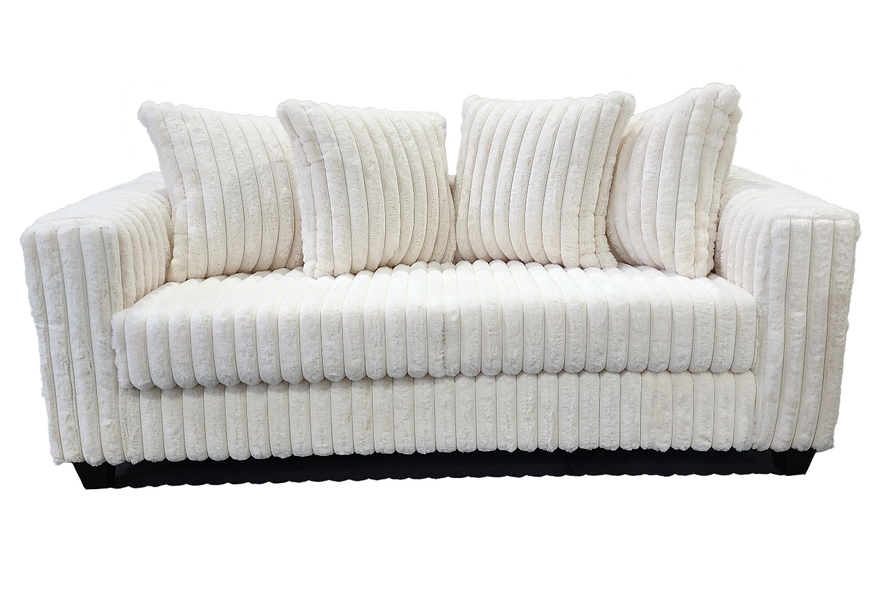 Side view of Gia Ivory 2-Piece Living Room Set sofa and loveseat