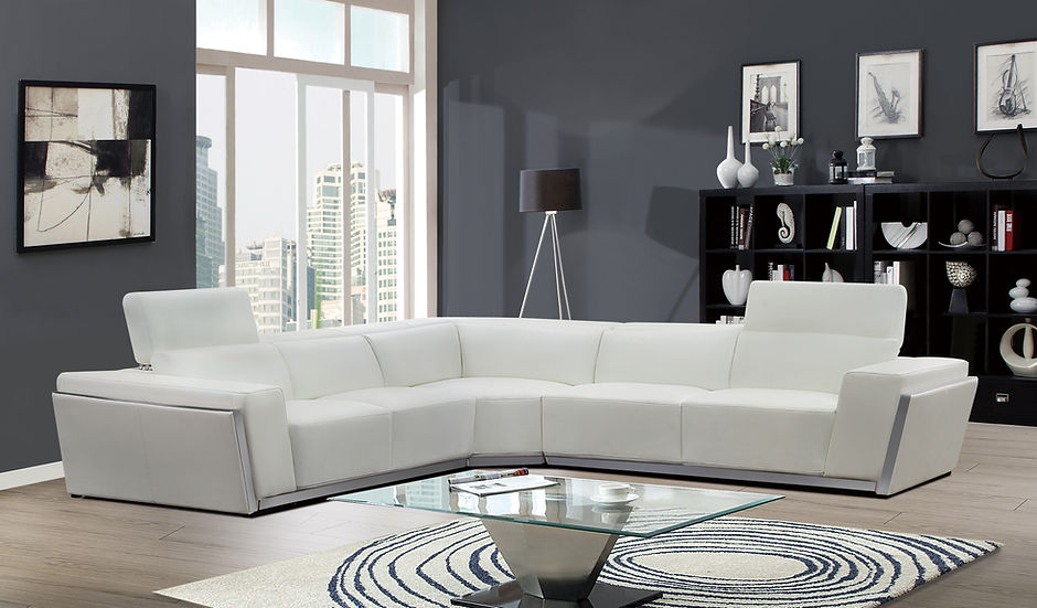 main view of Domo White Leather Sectional sectional sofa