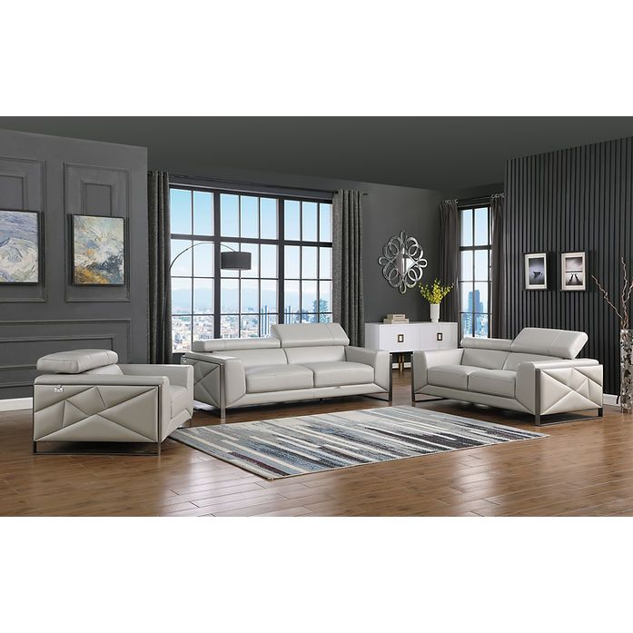 main view of Giorgio Light Gray Leather Sofa furniture