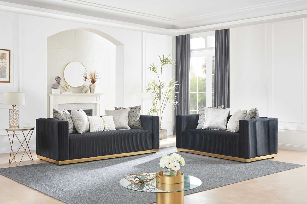 Alisha Black Living Room Set side view