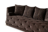 Detail of armrest on Elit Brown Chenille Chair
