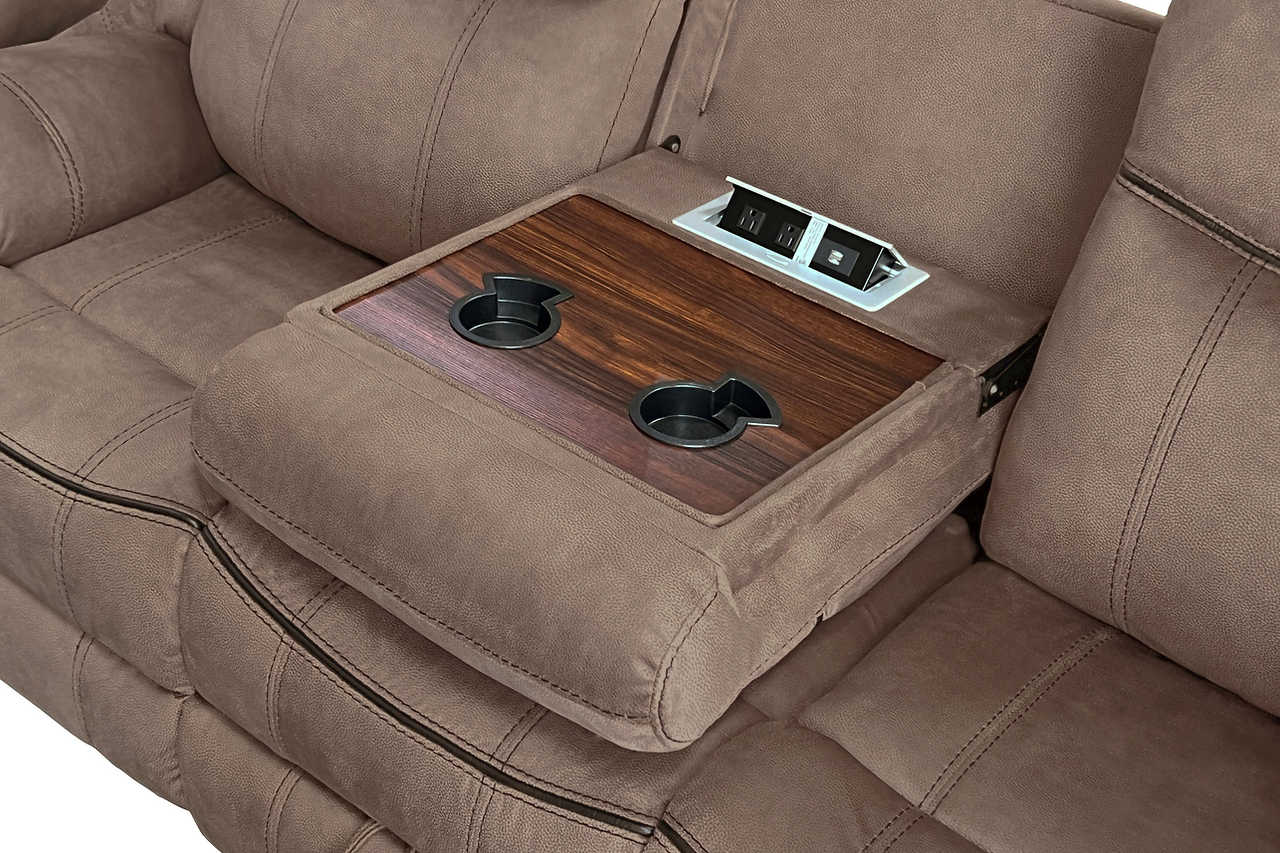 Glider recliner in brown microfiber material