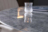 Luxe dining table pedestal base in stainless steel finish