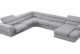Room view of Pella Light Gray Leather RAF Sectional showing chaise