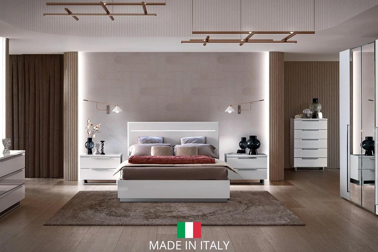 Side view of Kimera White LED Bedroom Set bed