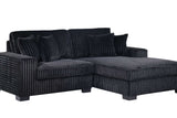 detail view of Comfy II Black Velvet 2-Piece Sectional sectional sofa