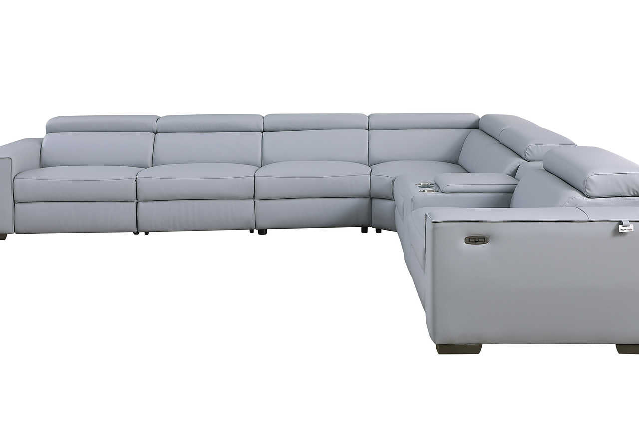 Picasso Light Blue 7-Piece 3 Power Reclining Sectional