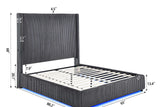 Headboard showing multi-color LED lighting and charging ports