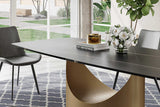 Top view of Lexi rectangular matte sintered stone table surface