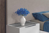 Close-up of grey beige eco leather detail on Fabiana nightstand