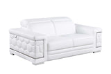 Armrest detail on white leather chair