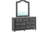 Divina Gray Upholstered Tufted Wingback Bedroom Set bed side angle