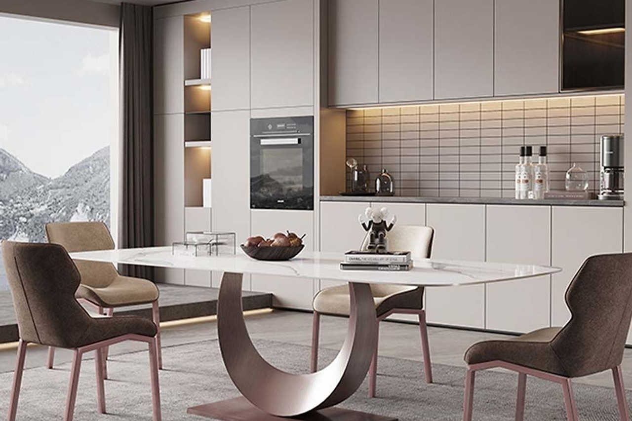 Dining table in modern room setting
