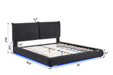 Side view of Zima Grey LED Upholstered Platform King Bed