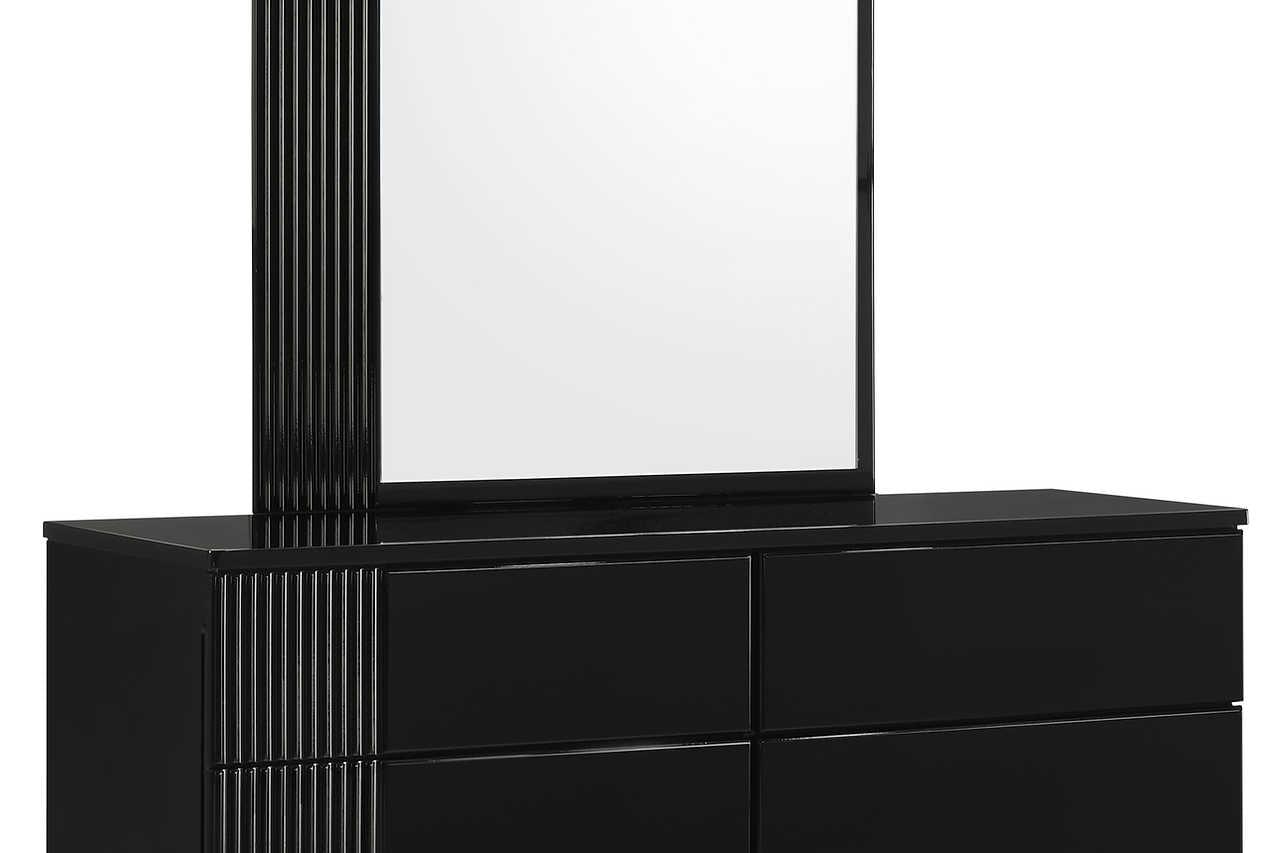 Modena Black Nightstand close-up of drawer hardware