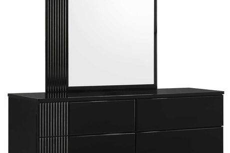 Modena Black Nightstand close-up of drawer hardware