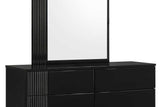 Bedroom perspective of Modena Black LED Panel Bedroom Set bed