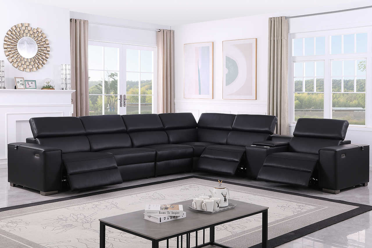Picasso Black 7-Piece 3 Power Reclining Sectional