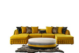 Sicilya Mustard Velvet Sectional Sofa in living room setting