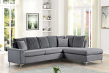 Elina Gray Velvet Sectional sofa main view