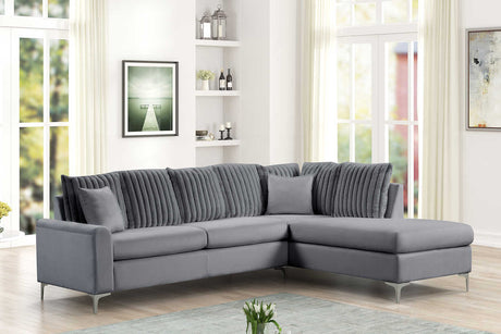 Elina Gray Velvet Sectional sofa main view