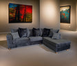 Rivera Black 2-piece sectional sofa main view with fabric upholstery