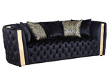 side view of Roka Black Tufted Reclining Living Room Set furniture