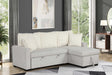 Main view of Nori beige upholstered sectional sofa with pull-out bed