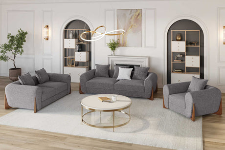 Stylus Pewter Living Room Set main view with sofa and loveseat