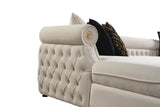 Brooklyn Cream Fabric Tufted Sectional sofa close-up texture detail