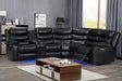 Turbo Black Power Reclining Sectional, front angled view