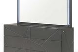 Matching dresser with LED lighting and high gloss finish