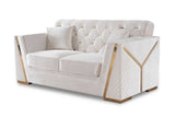 Main frontal shot of Hilena velvet sofa and loveseat