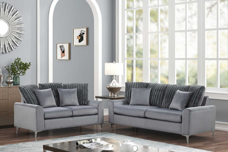 Elina Gray Velvet sofa front view