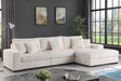 Comfy Ivory 3-Piece Upholstered Sectional Sofa main view in ivory pinstripe upholstery